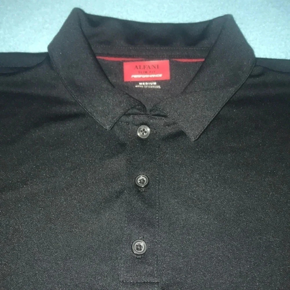 ALFANI slim fit performance short sleeve collar 3 buttons silky soft size M - Picture 1 of 7